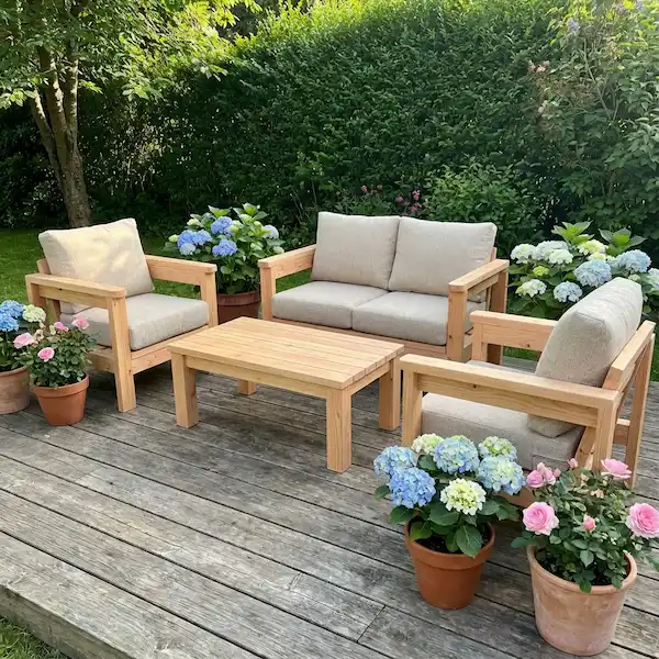 Salotto da giardino con divano e poltrone